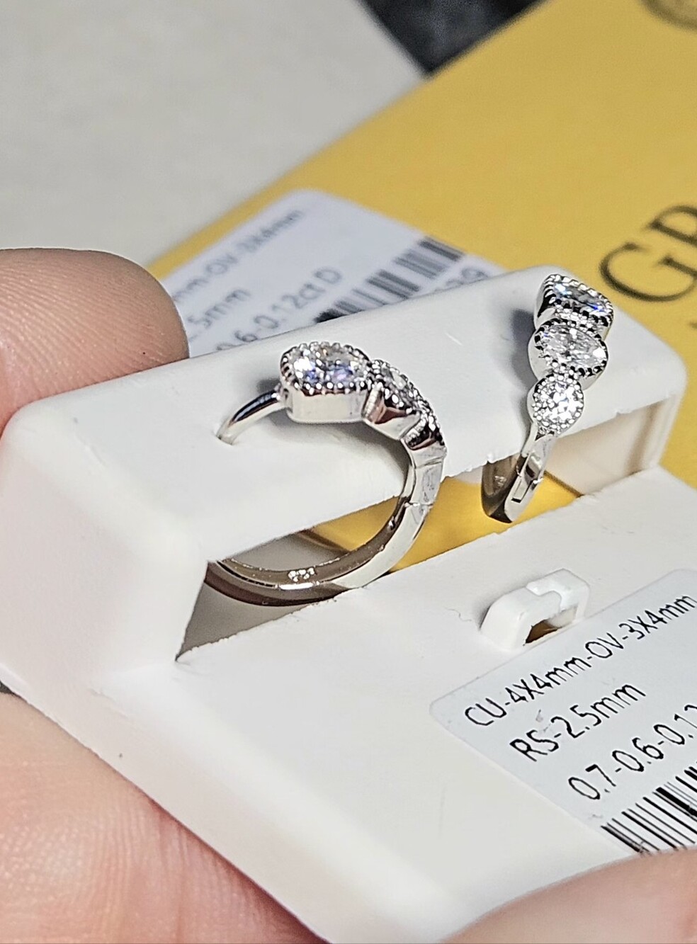 Certified Moissanite 3-Stone Halo Huggies .925 Sterling Silver NWT - Picture 7 of 14